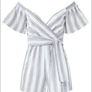 SAYLOR Mango Cotton Striped Wrap Romper Playsuit